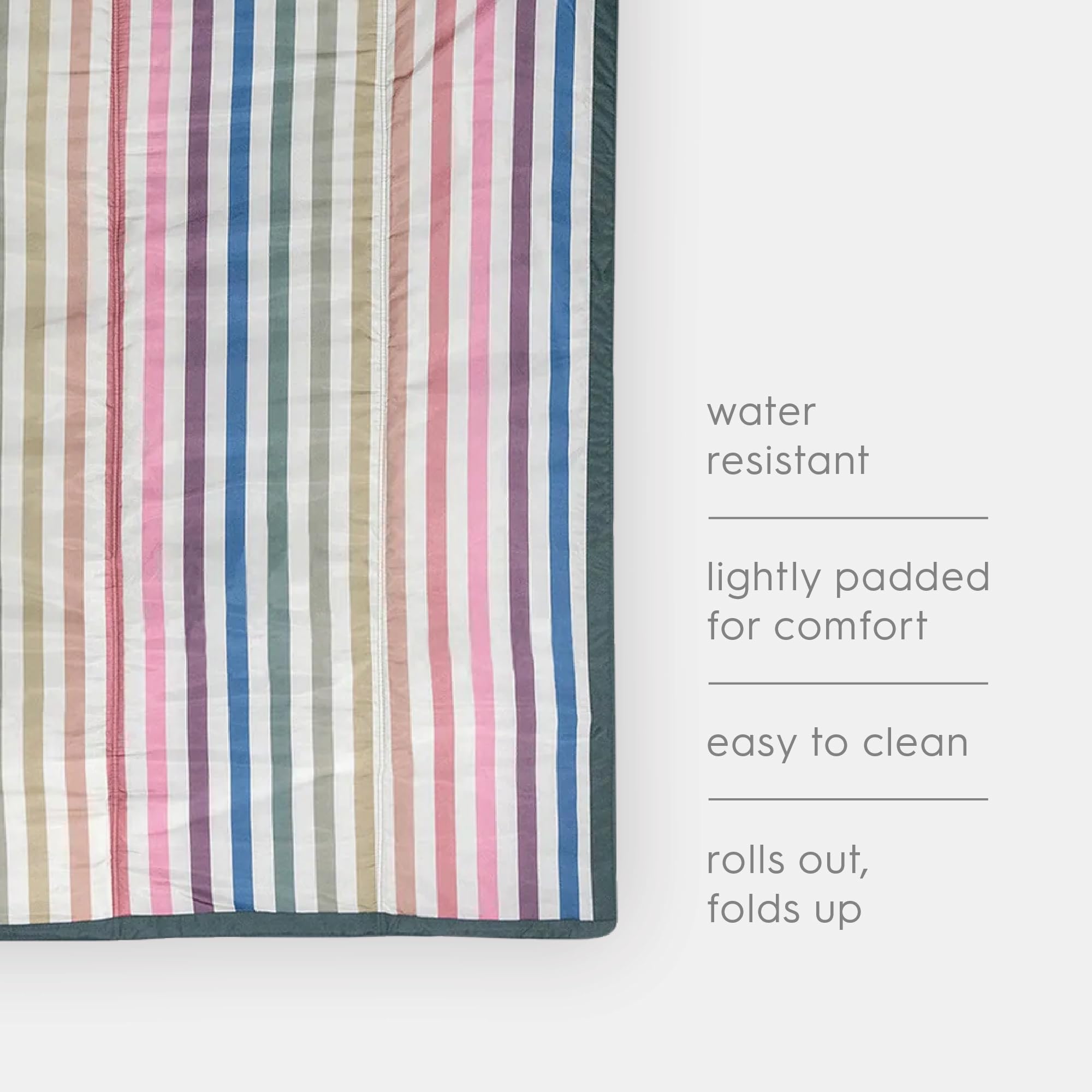 Little Unicorn blanket exterior zip-pocket for securing essentials on the go.