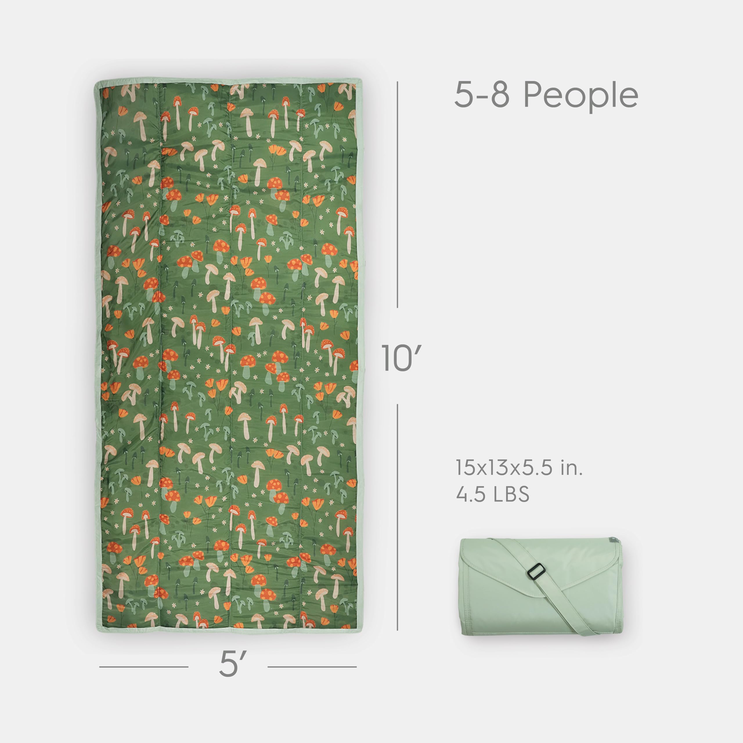 Little Unicorn XL picnic blanket folded for compact storage and portability