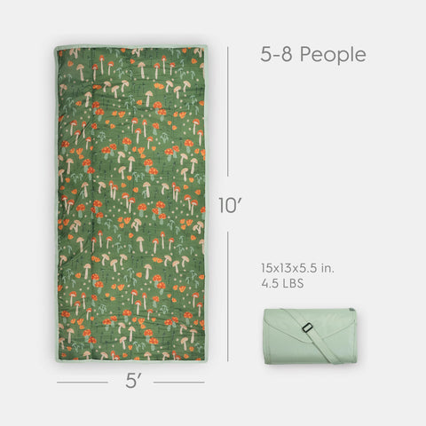 Little Unicorn XL picnic blanket folded for compact storage and portability