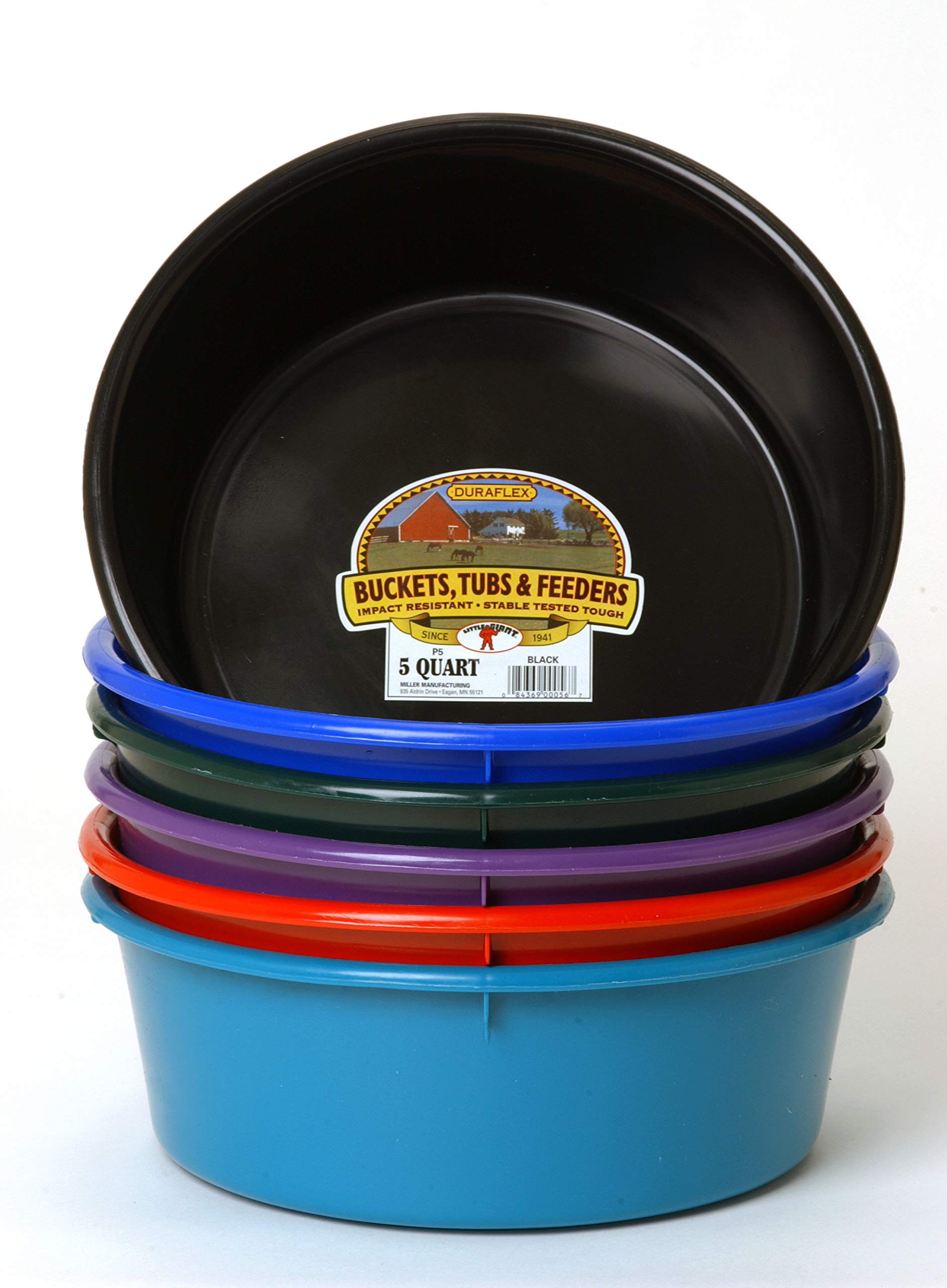 Little Giant Plastic Utility Pan top view, versatile 5-quart pan for feeding and workshop tasks.