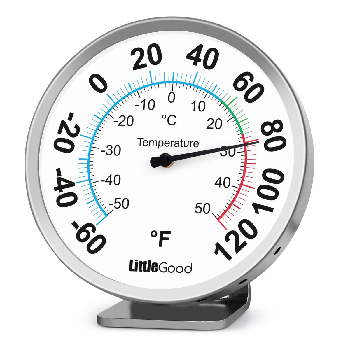 LittleGood 5inch round-dial thermometer for quick indoor or outdoor temperature checks.