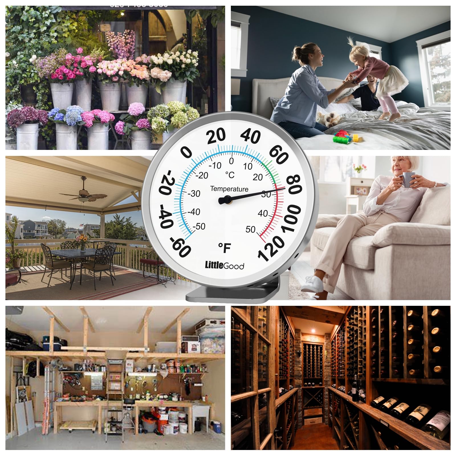 LittleGood color-coded dial thermometer helps judge comfort and layering.