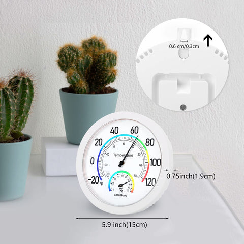 LittleGood on a desktop stand, ideal as a room thermometer on a desk