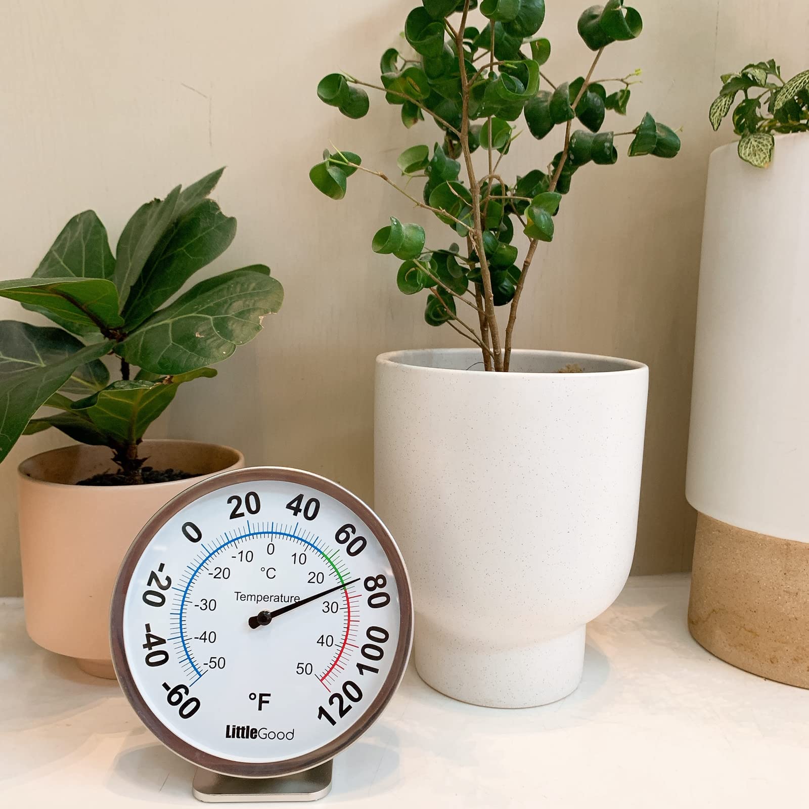 LittleGood affordable metal thermometer adds practical decor to any space.