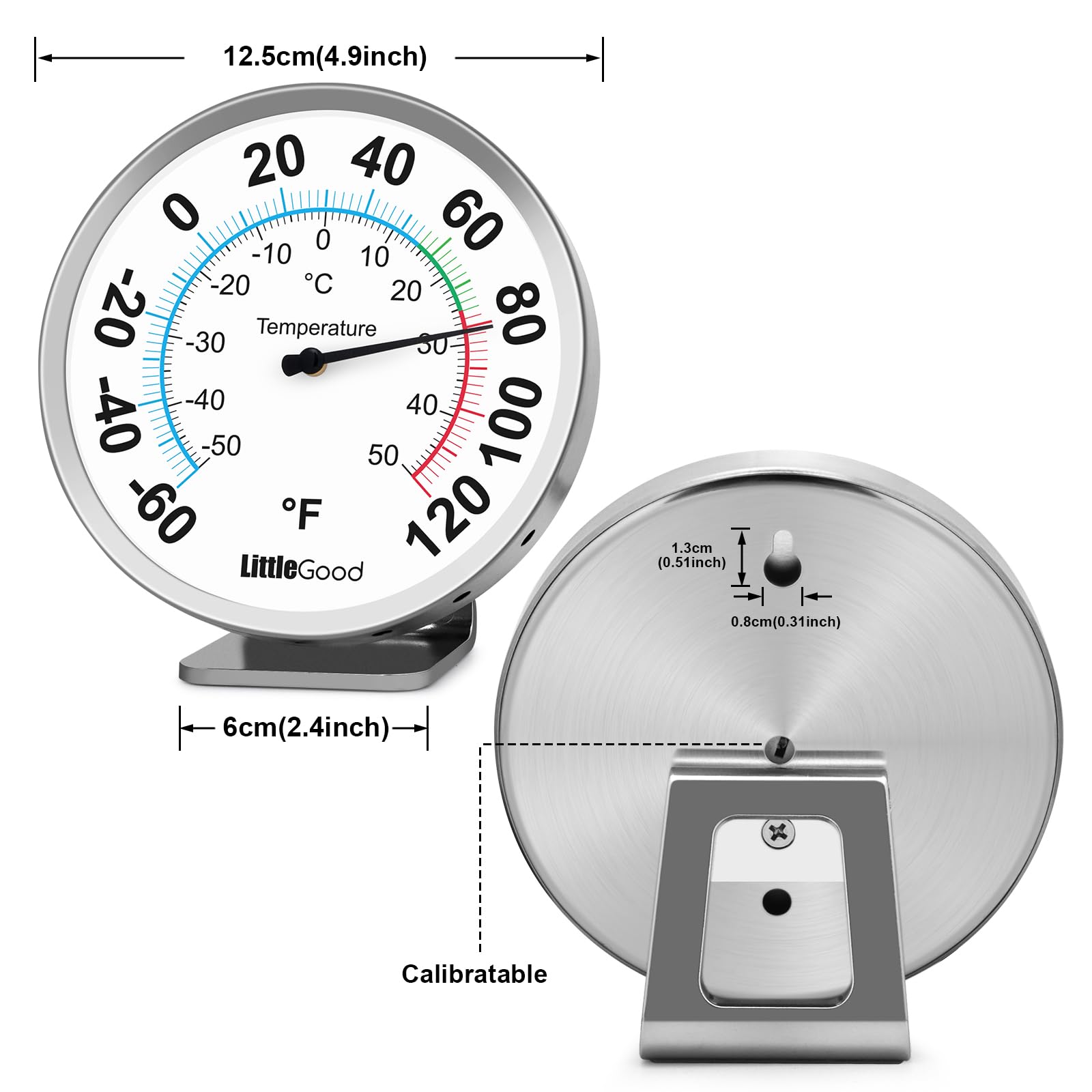 LittleGood tabletop-stand thermometer offering flexible placement on desks or shelves.