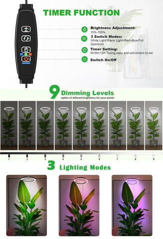 Little Joke grow light angle illuminating potted plants on a shelf