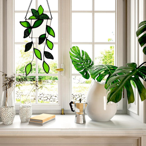 LittleVoleSherry stained glass with adjustable iron chain for versatile placement.