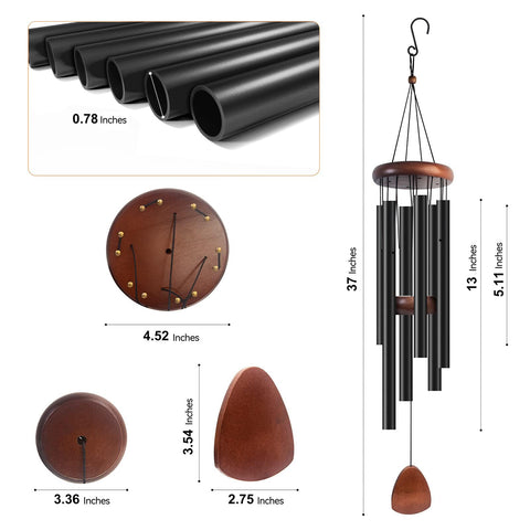 Litu wood top disc on wind chimes adds natural style outdoors