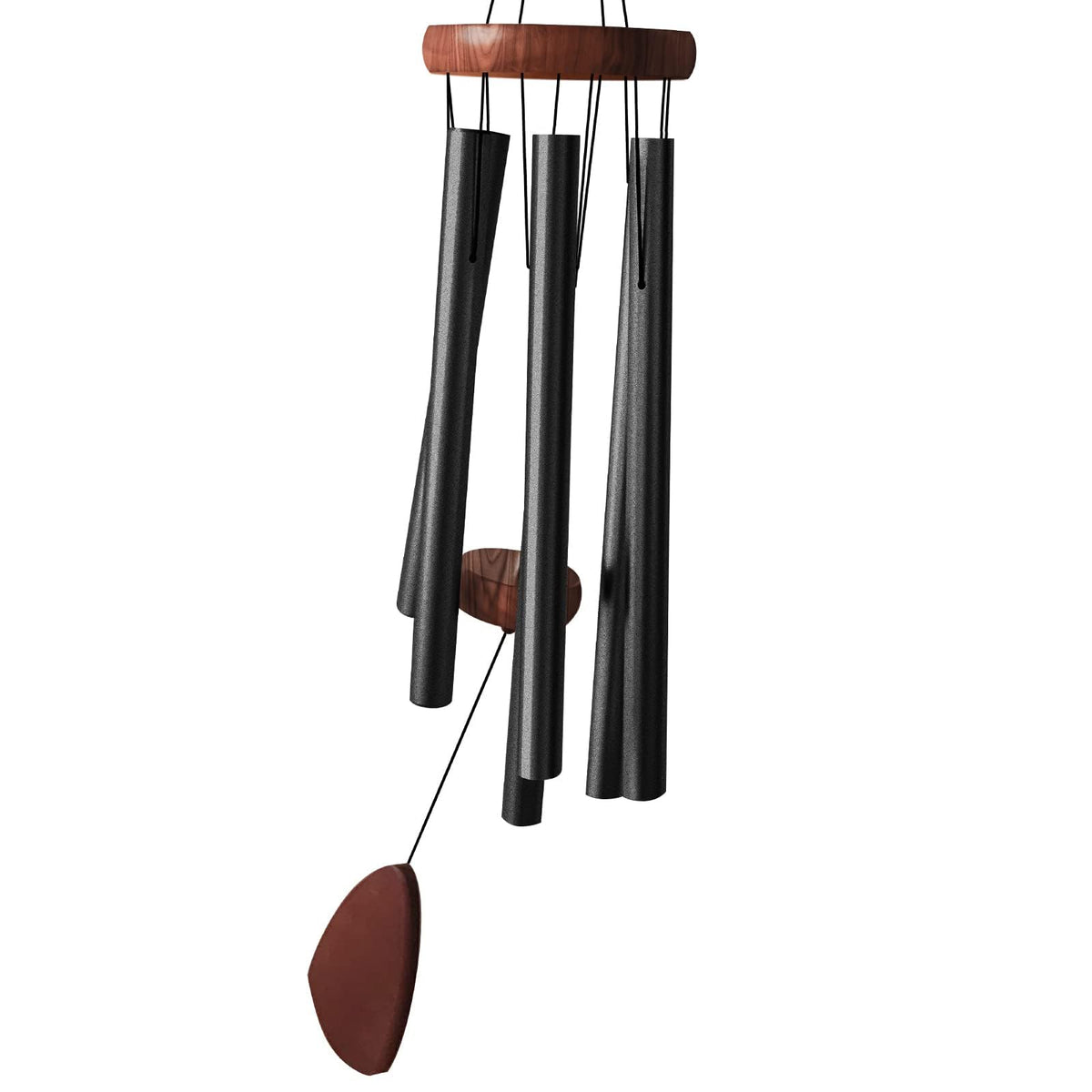 Litu wind chimes outdoors with wood wind catcher in black add visual charm