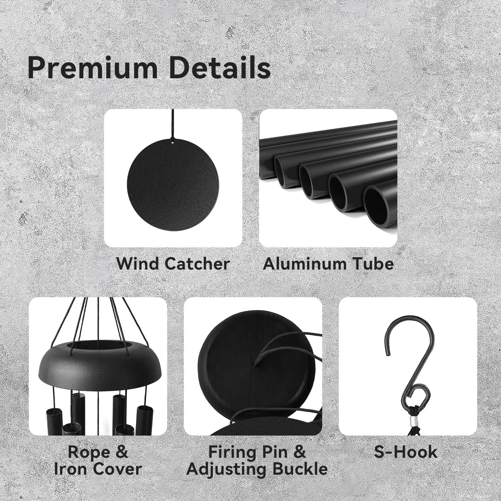 Litu WindChimes Outdoors rubber wood striker adjusts sound