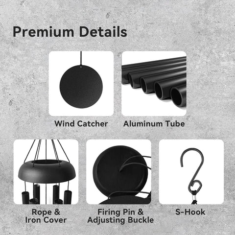 Litu WindChimes Outdoors rubber wood striker adjusts sound