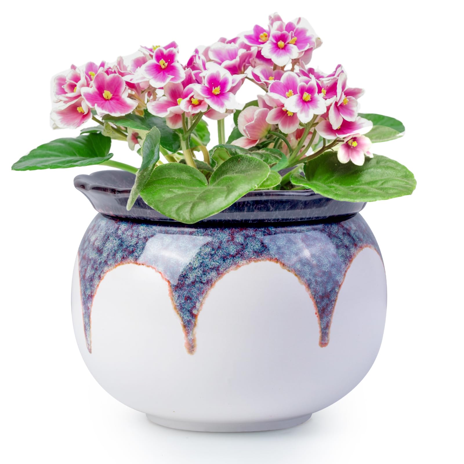 LITUDISO African Violet Pot with gradient red glaze for stylish indoor decor.