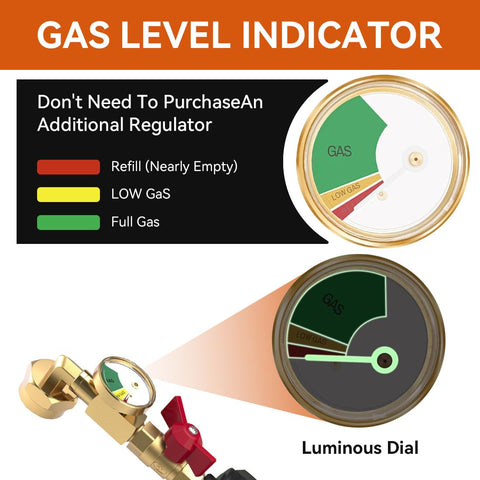 Universal compatibility connects 5-40 lb cylinders to 1 lb tanks for camping.