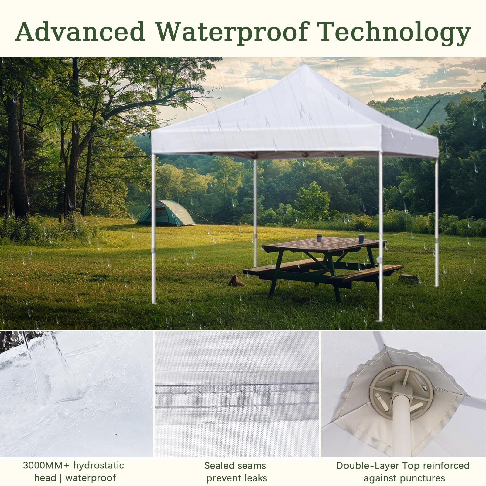 LIUJIAYI 10x10 canopy top 3000mm waterproof keeps rain out.