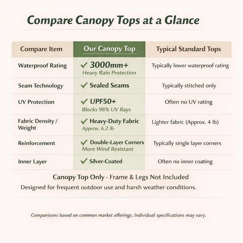 LIUJIAYI 10x10 canopy top includes 4 sandbags for stability.