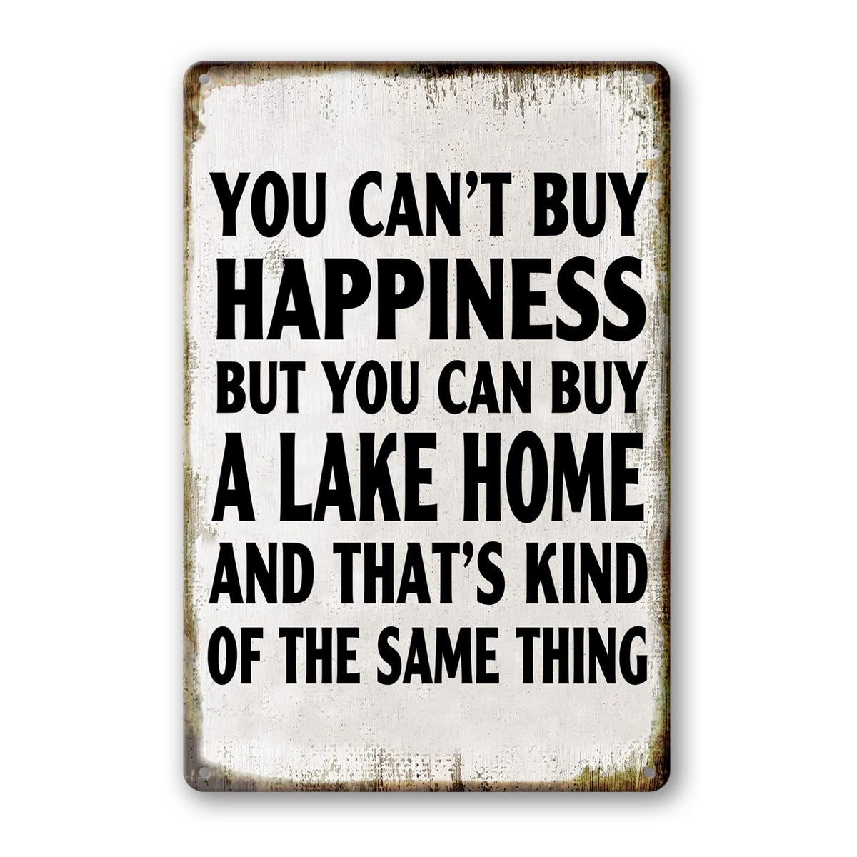 The Liukliut lake sign, front view, ideal lake house decor.