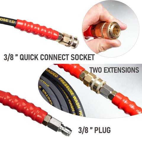 LIULO TOOL 100 ft hose side-angle view highlights flexible routing for elevated surfaces.
