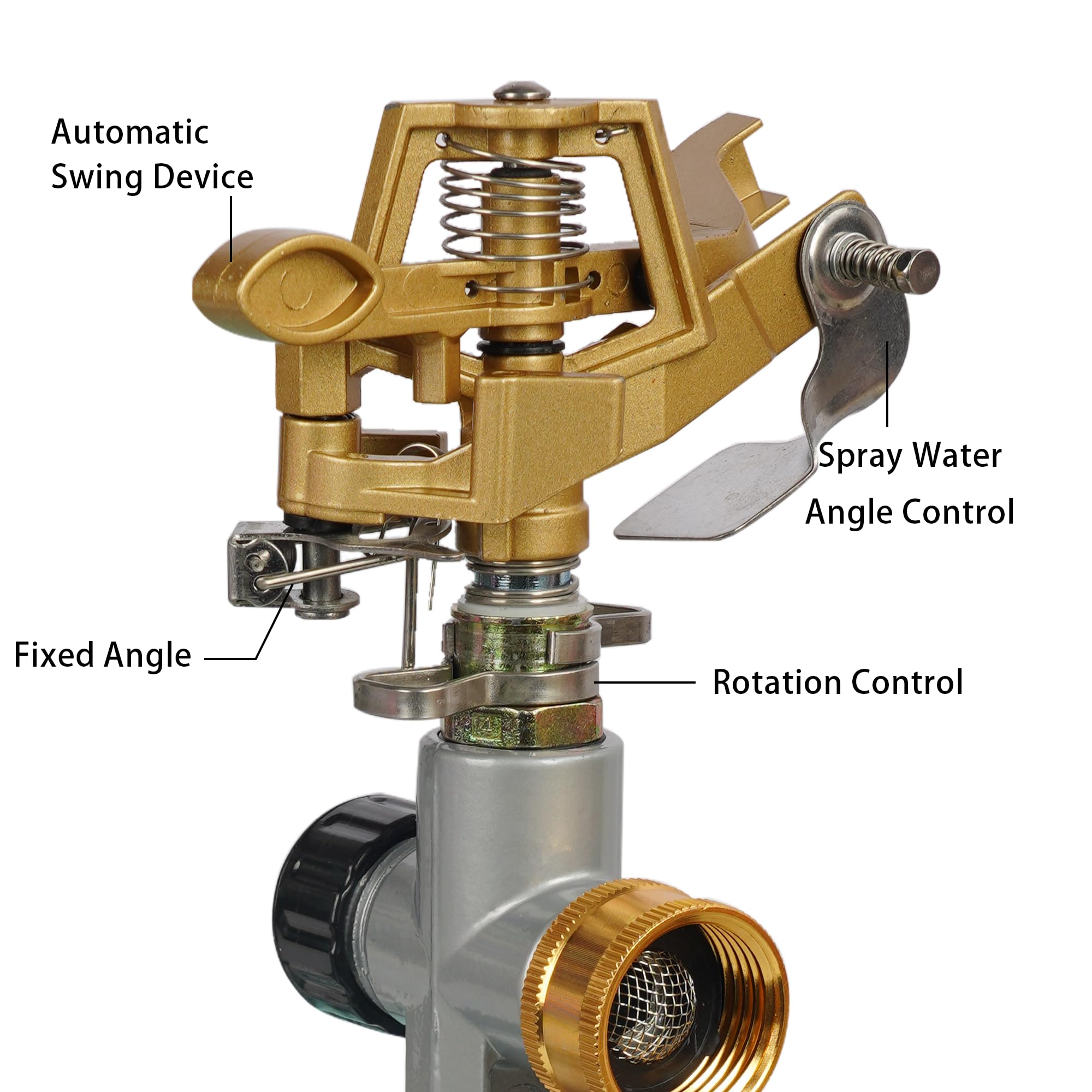 Adjustable spray settings offer flexible coverage for different yard zones