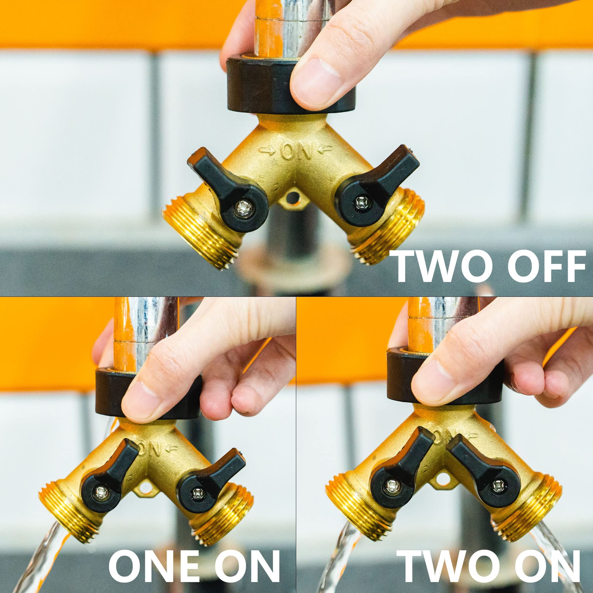 LIULO TOOL brass hose splitter on faucet enables dual watering tasks