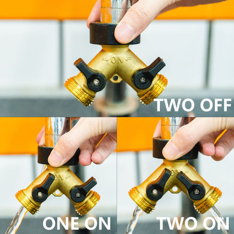 LIULO TOOL brass hose splitter on faucet enables dual watering tasks