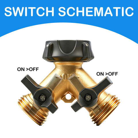 LIULO TOOL brass hose splitter installed on a spigot for easy connection