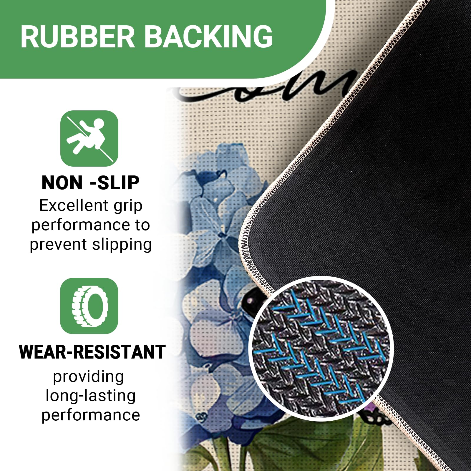 Livcoz non-slip doormat with cushioned backing supports safe, comfortable steps