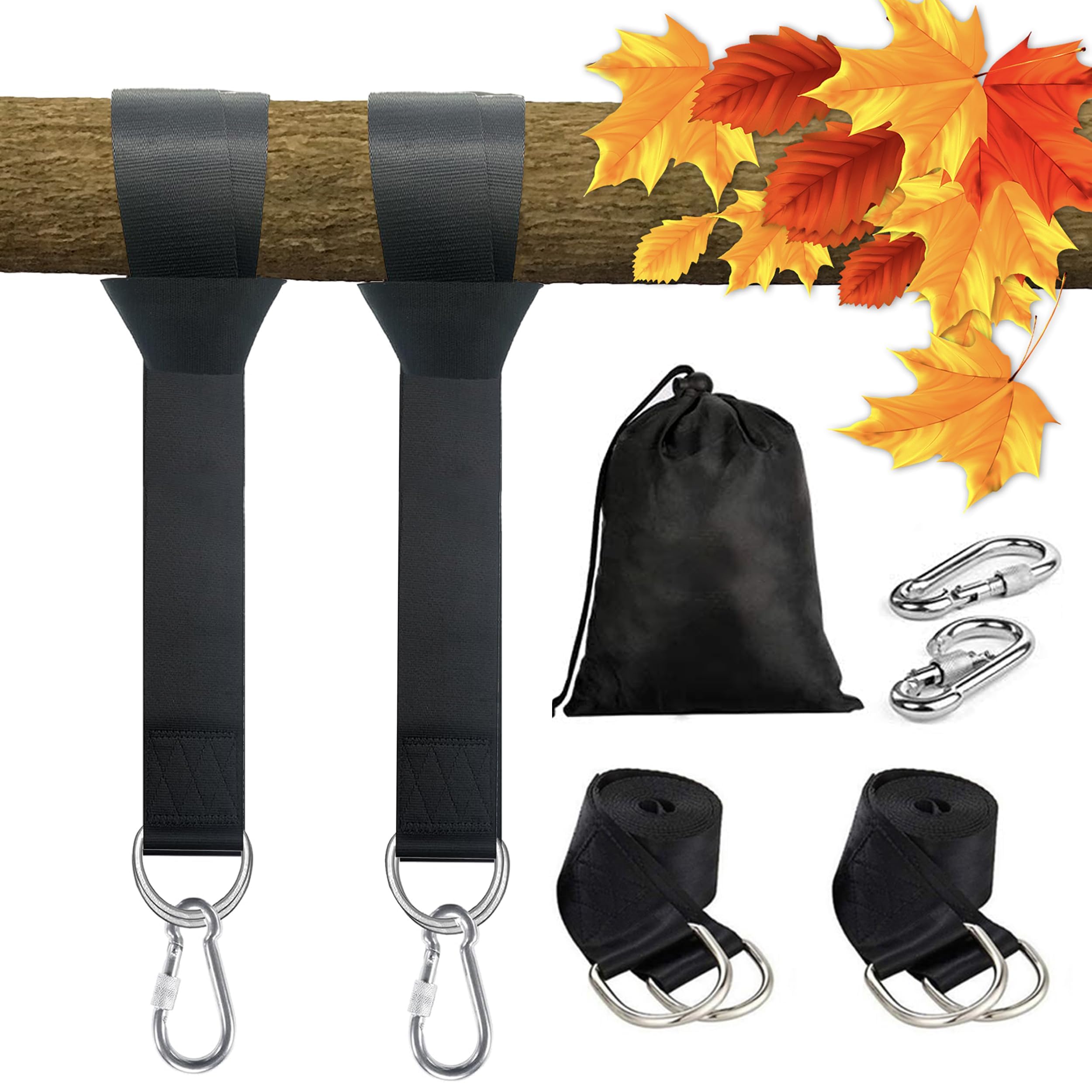 LIVEKOOQ tree swing straps 4ft in use securely suspending a backyard swing.