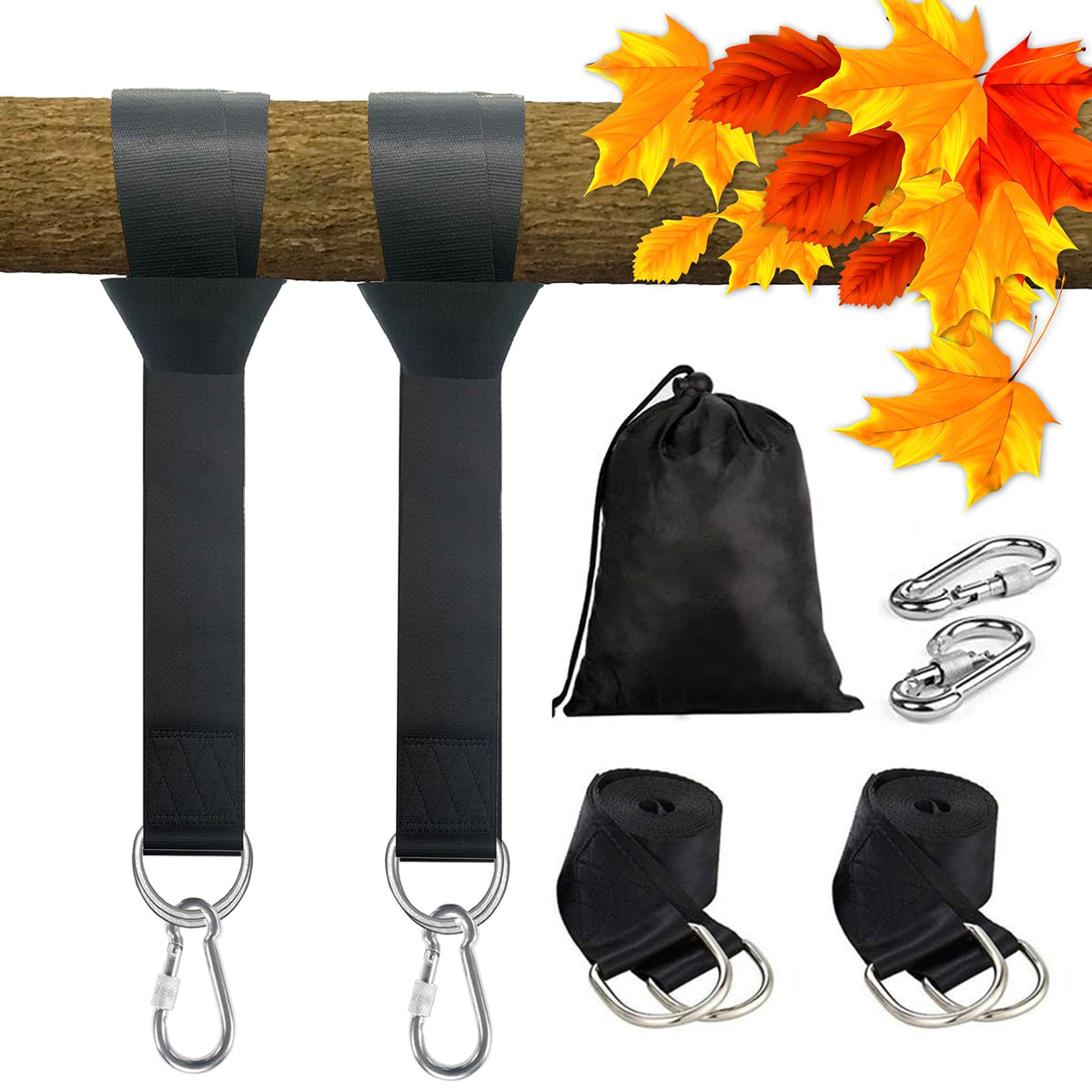 LIVEKOOQ tree swing straps 4ft in use securely suspending a backyard swing.