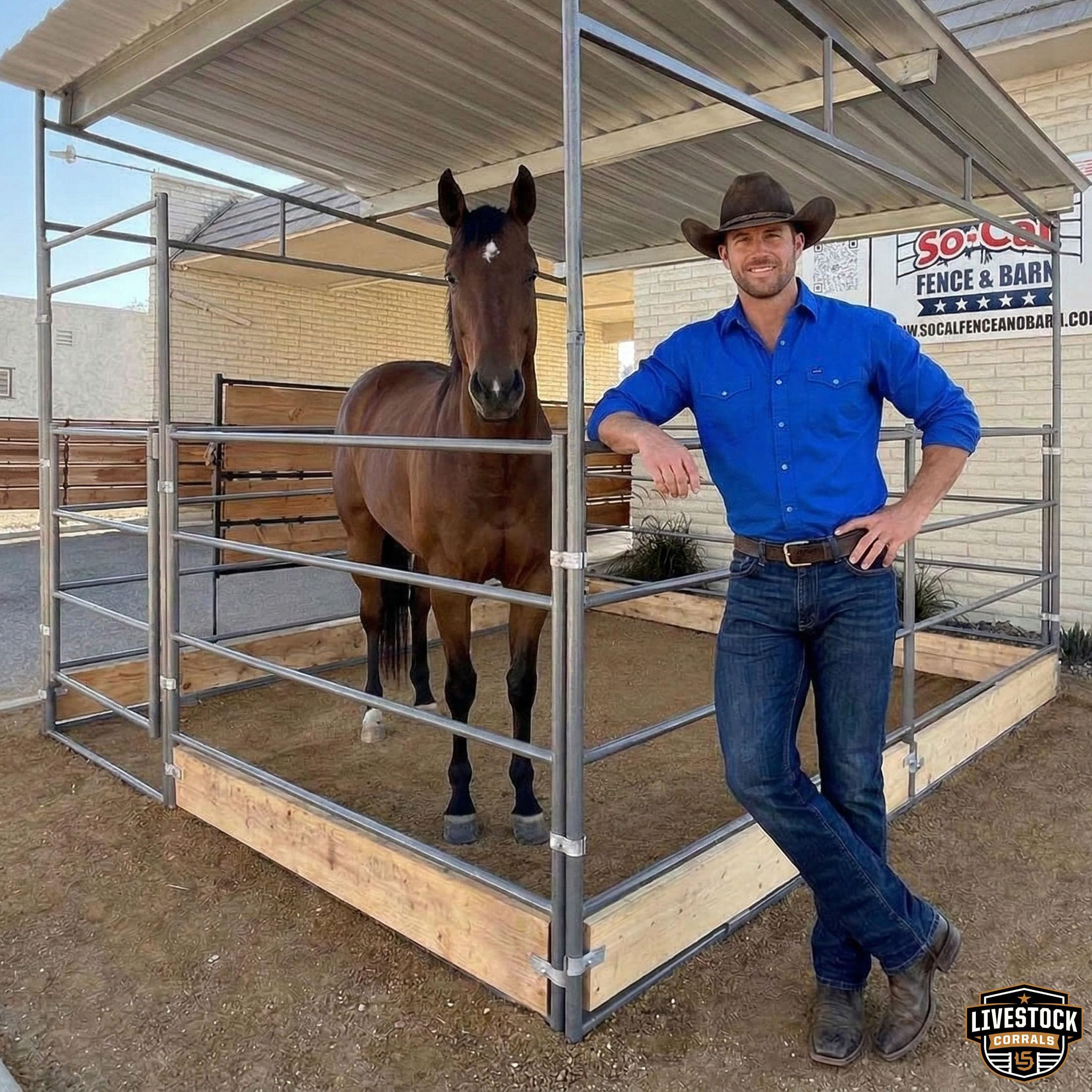 Livestock Corrals attaches 2-inch wood boards to panels for tidy stalls.