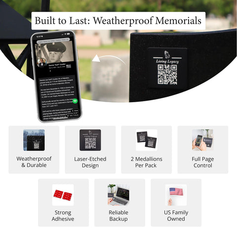 Living Legacy QR Code Plaque side detail shows durable outdoor finish.