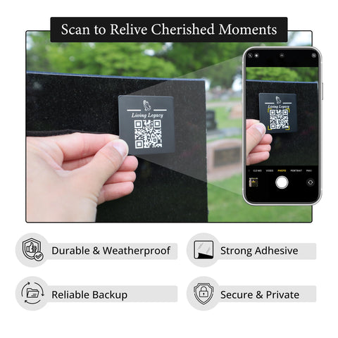 Living Legacy Tribute Webpage Preview displays personalized photos and videos.