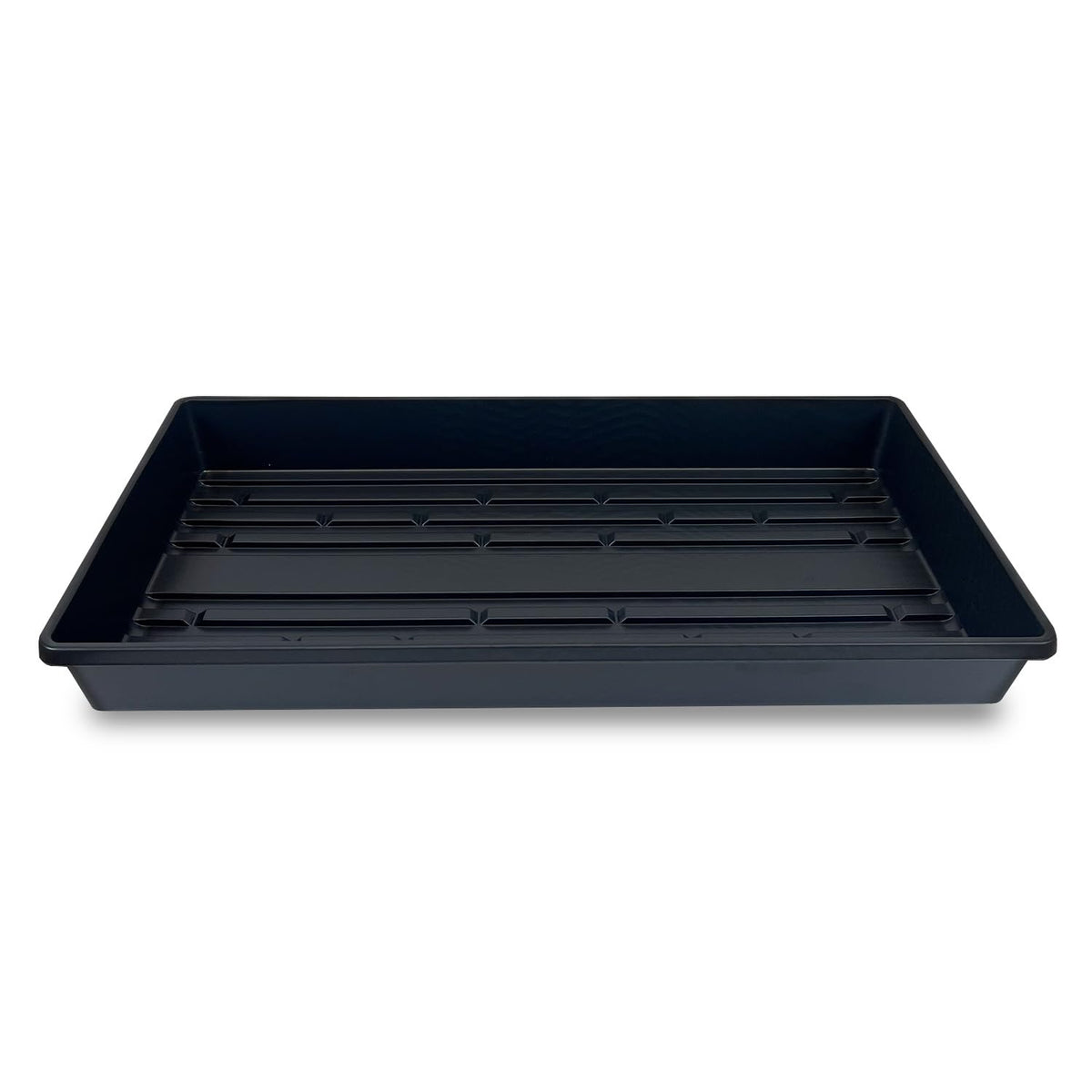 Living Whole Foods 5-pack drain-hole-free trays, top view ideal for seed starting.