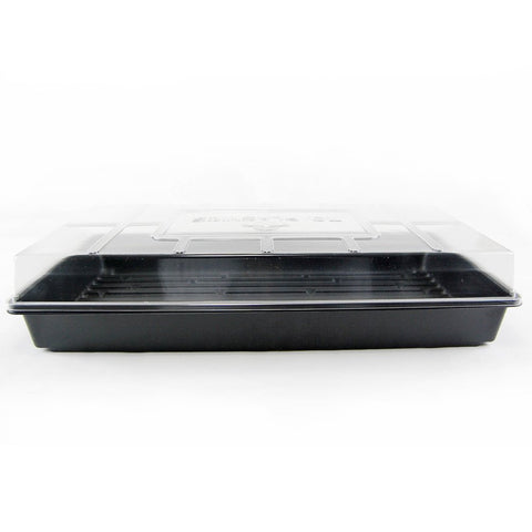 Living Whole Foods clear dome maintains moisture for seeds during germination.