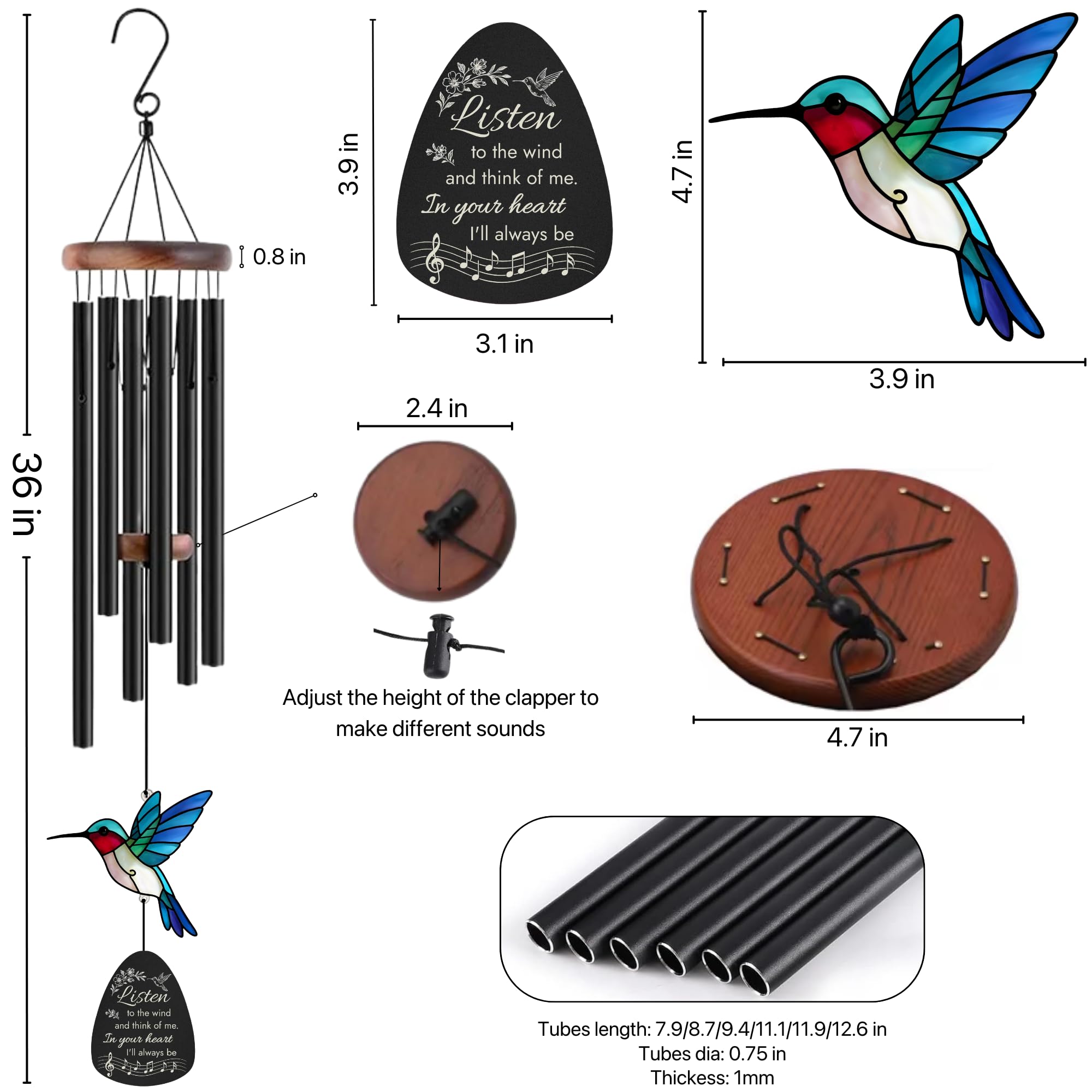 Livinges hummingbird suncatcher glass wind chime creates soothing outdoor memories