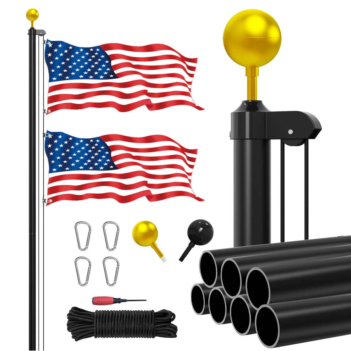 Livoccur 25ft flag pole assembly in outdoor yard for durable display