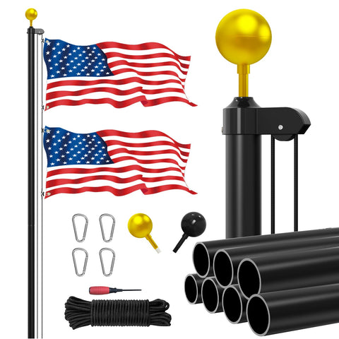 Livoccur 25ft flag pole assembly in outdoor yard for durable display