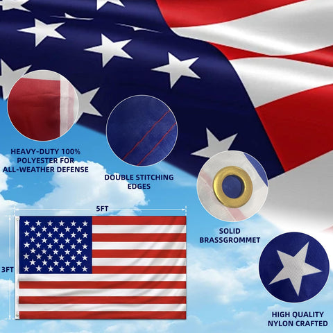 Livoccur 3x5 American flag included for patriotic front-yard display