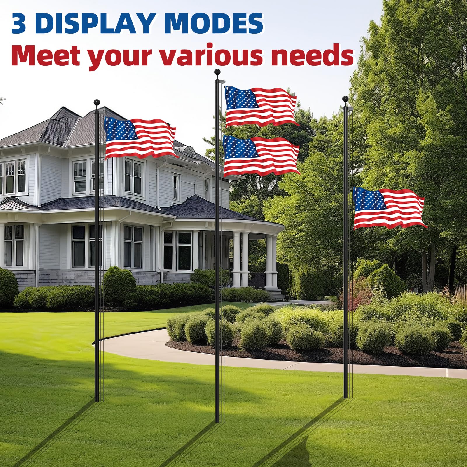Livoccur 6061-T6 aluminum flag pole showing rugged strength against wind