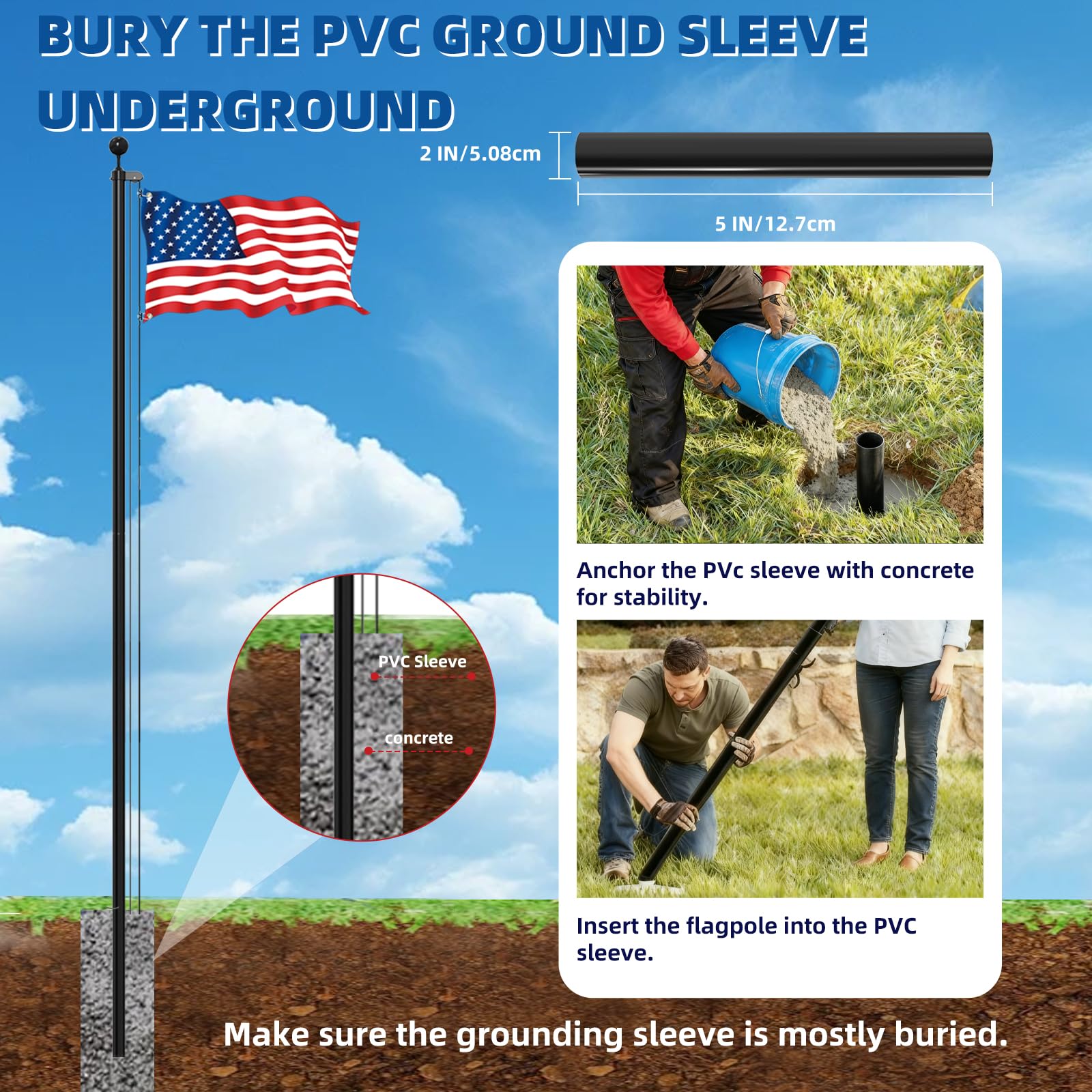 Livoccur easy-install flag pole kit enabling quick DIY setup