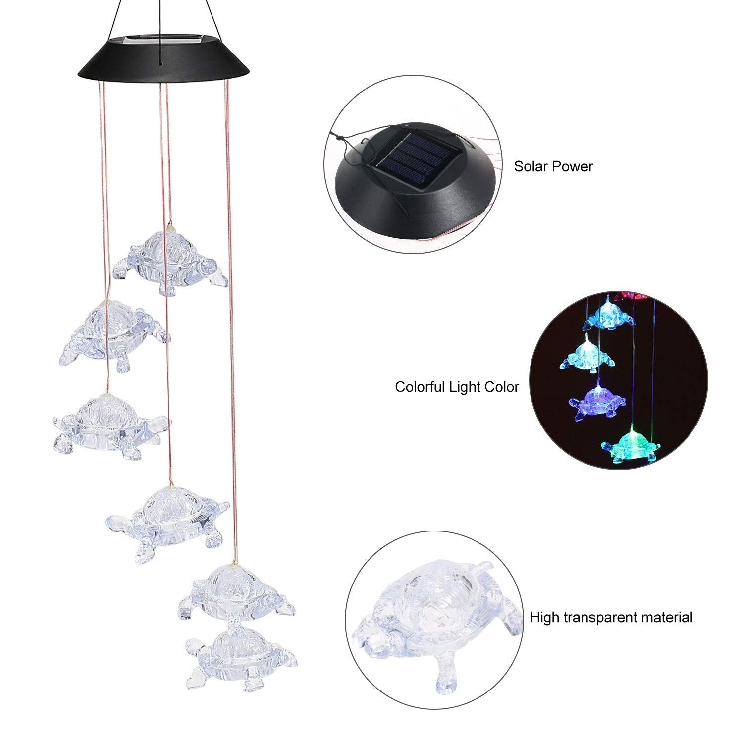 Lixada indoor-outdoor decor turtle wind chime adds charming ambiance.