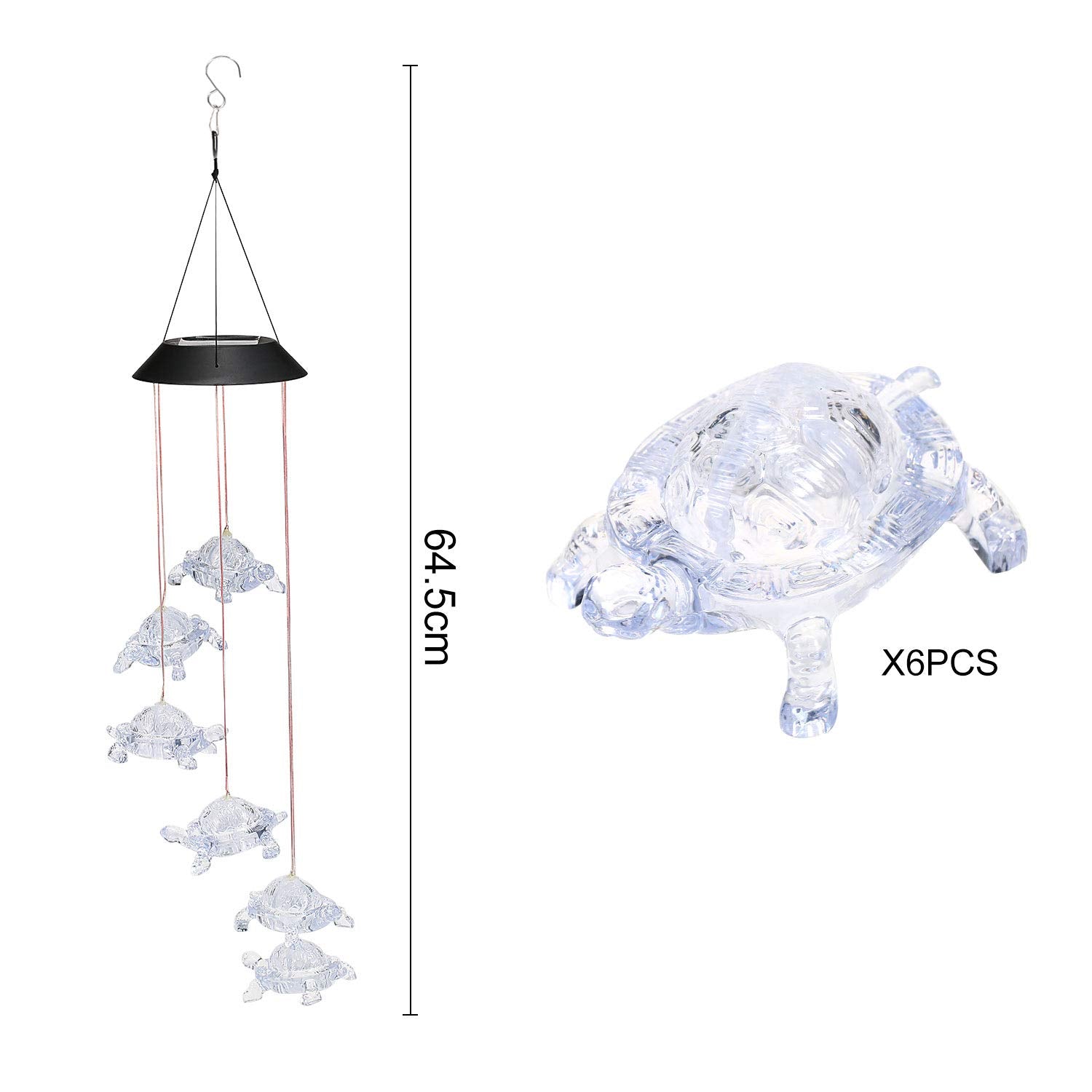 Lixada solar panel wind chime turtle lamp charges during the day.