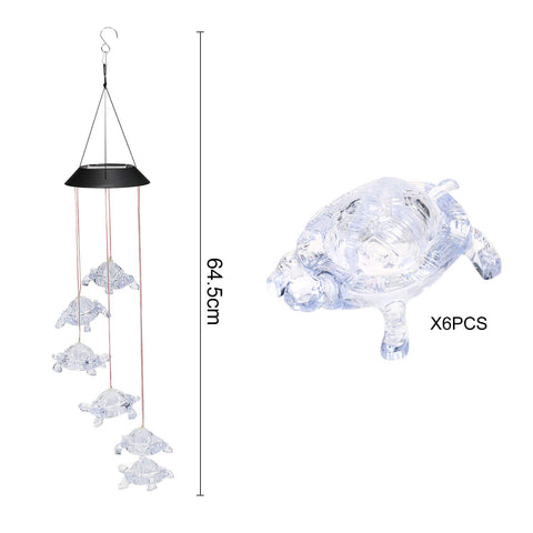 Lixada solar panel wind chime turtle lamp charges during the day.