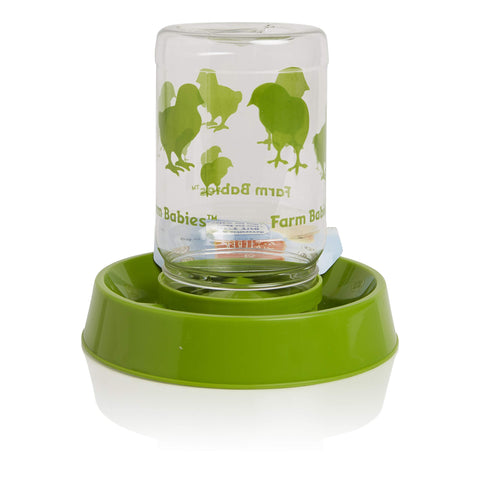 Lixit feeder-waterer reservoir removable for easy cleaning.