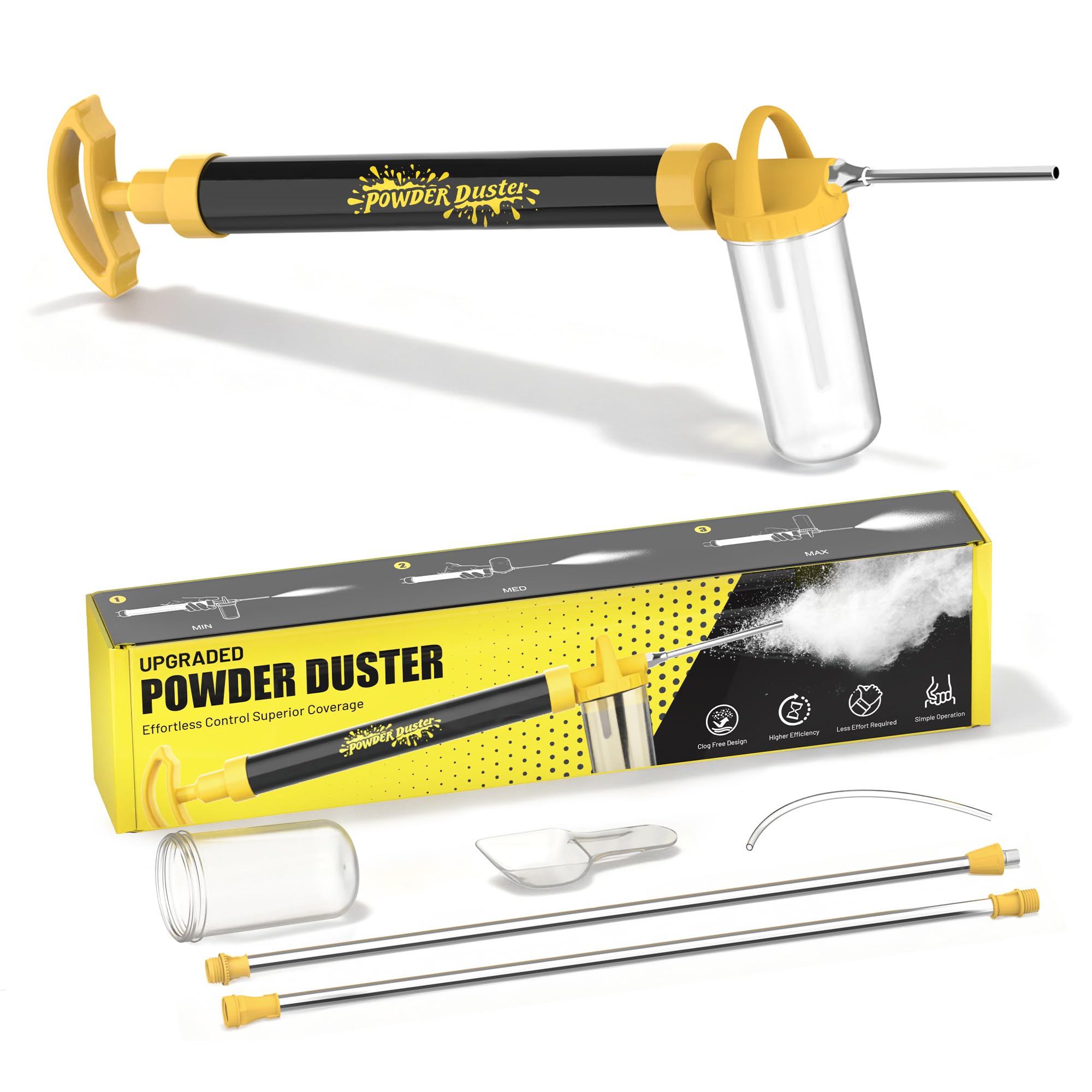 LIXUANBY diatomaceous earth powder duster with pump powered delivery for even coverage