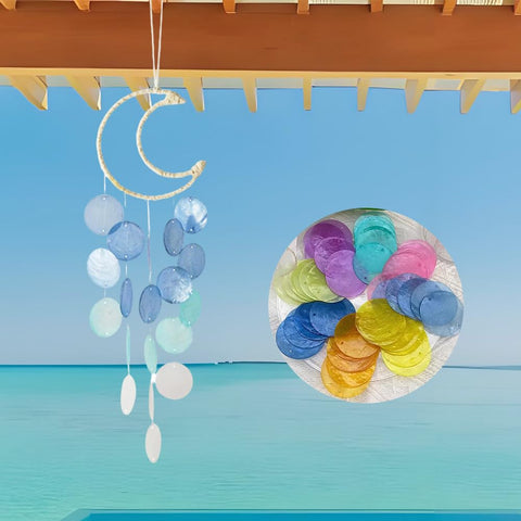 Liyujuping purple moon-shaped capiz wind chime