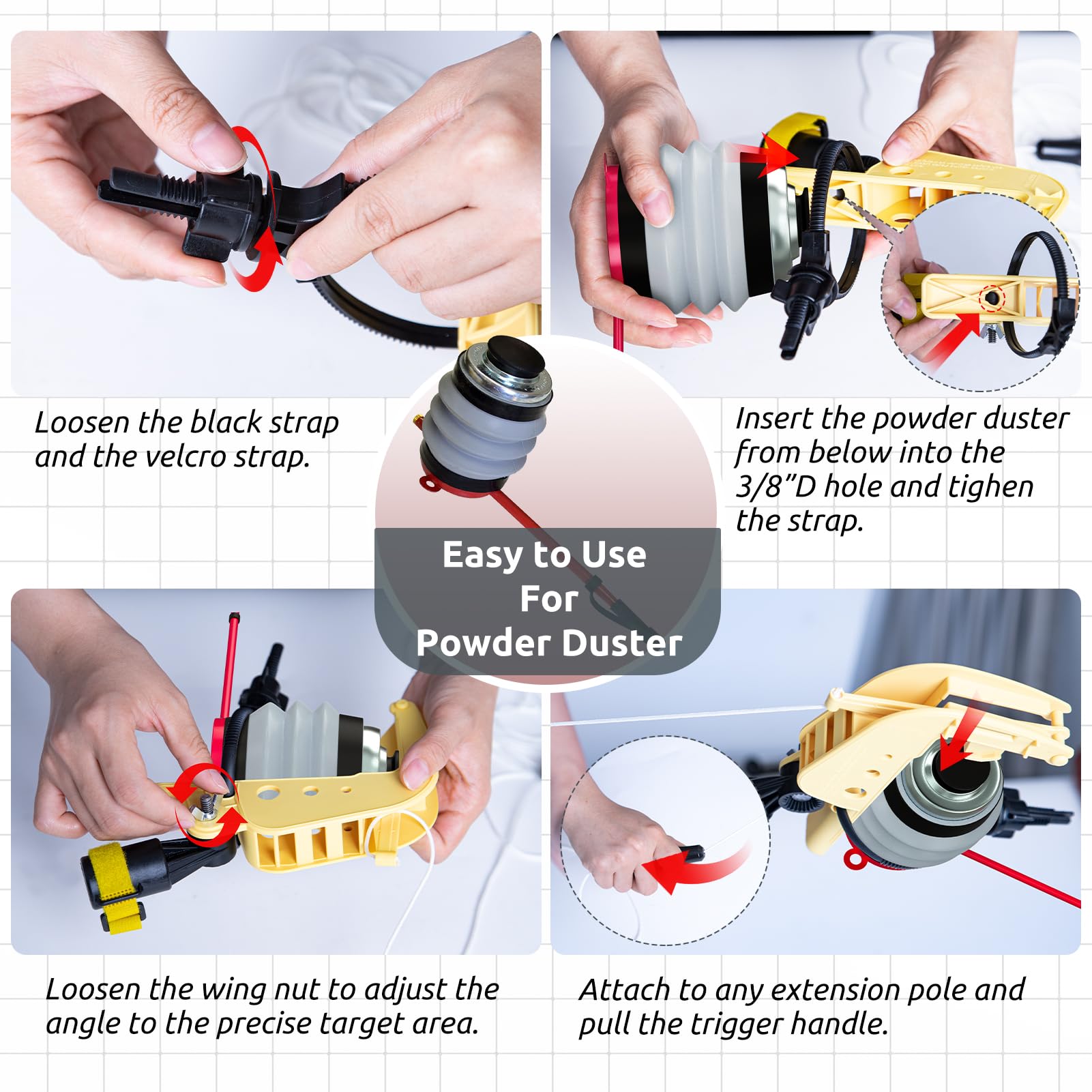 Lizatto dusting adaptor fits powder dusters for safe garden dusting