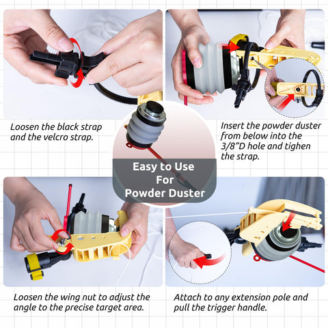 Lizatto dusting adaptor fits powder dusters for safe garden dusting
