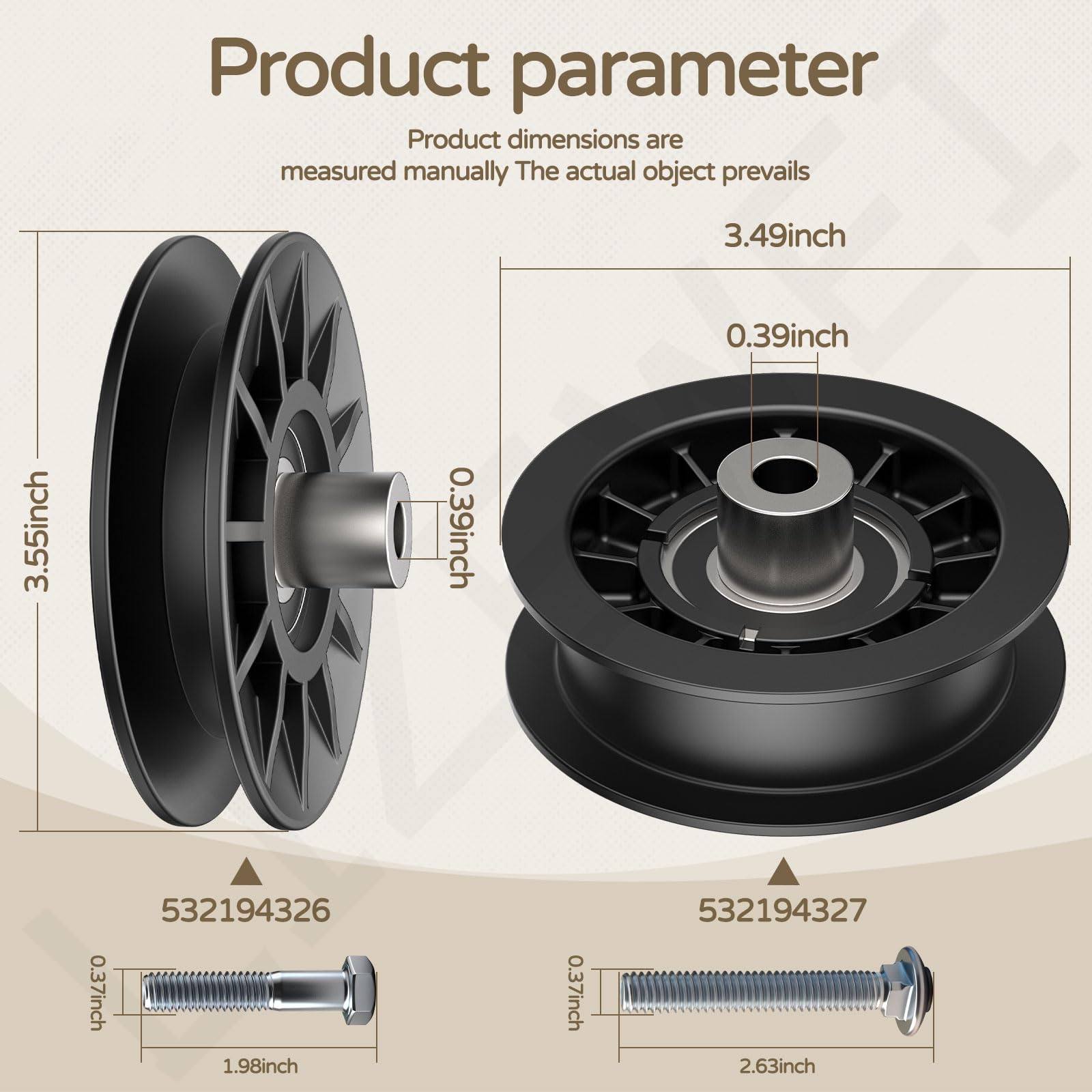 Close-up of 532194326 V-groove idler pulley by LIZEWEI