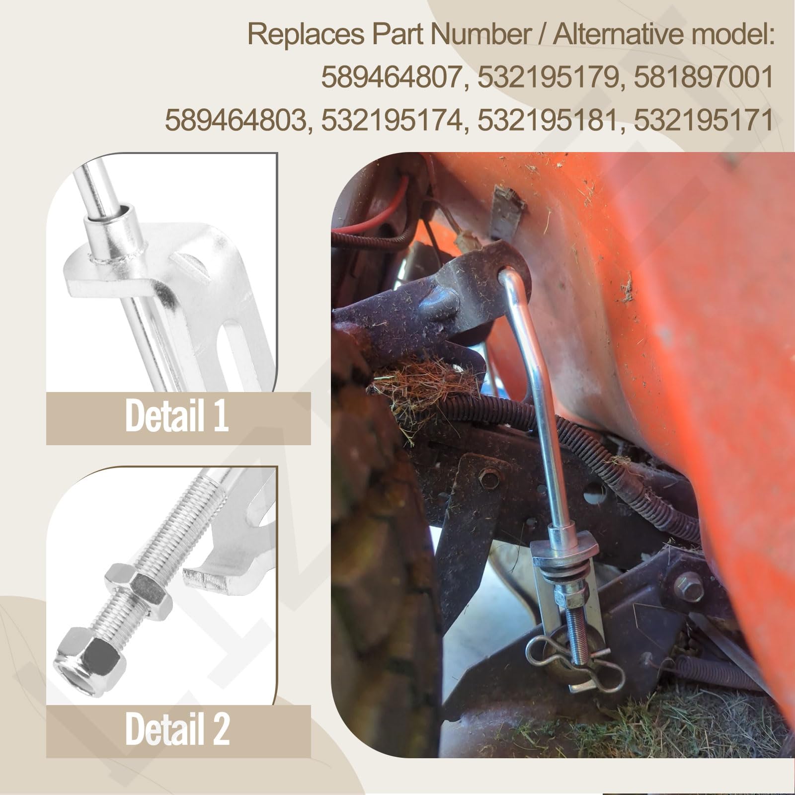 LIZEWEI compatible deck link for Husqvarna lawn mowers enables quick replacement
