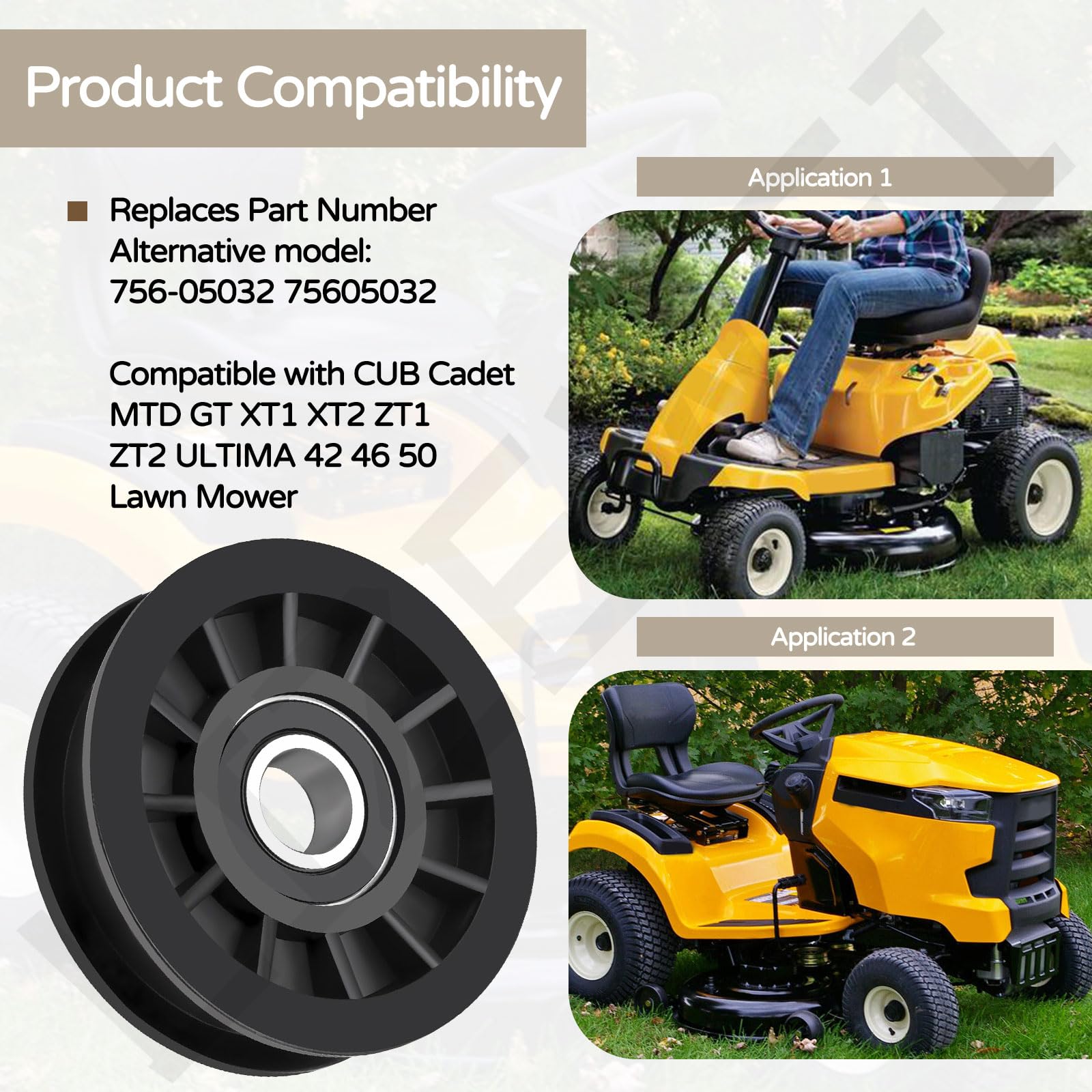 LIZEWEI idler pulley for Cub Cadet XT2 GX54 compatibility promotes smooth operation